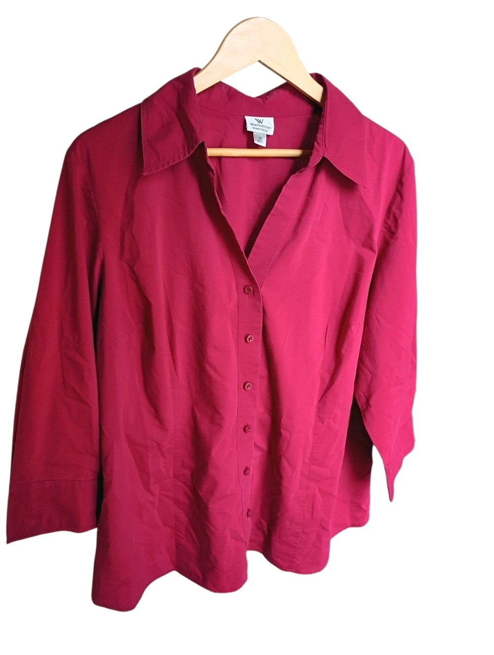Worthington Woman Stretch Red Longsleeve Button Down Shirt Size 1X